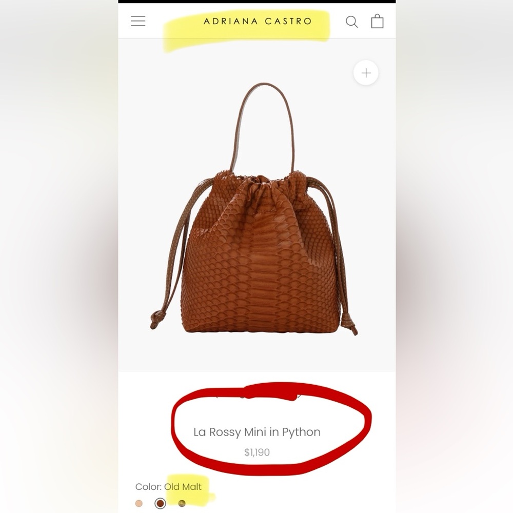 Adriana Castro Python Skin La Rossy Mini Bucket Bag Boho Chic Snake - Picture 11 of 13